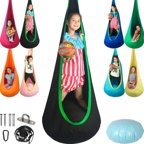 Asiento de Columpio Tipo Cápsula para Niños, Máximo 300 Libras, Silla de Columpio Sensorial para Niños Interior y Exterior, Silla Hamaca de Terapia