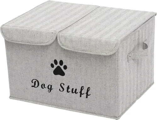 Miniatura 13 de Geyecete Cajas de almacenamiento grandes – Cubos de almacenamiento plegables de tela de lino grandes con tapa y asas para ropa y accesorios