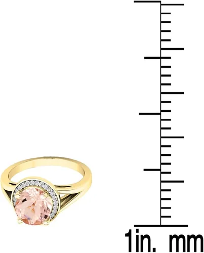 Miniatura 101 de Dazzlingrock Collection Anillo de compromiso redondo de 0.276 in con halo de diamante blanco y vástago dividido para ella en oro macizo de 14