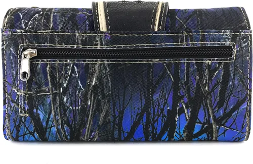 Miniatura 4 de Zelris camuflaje brillo brillo plata hebilla mujeres Crossbody Trifold cartera