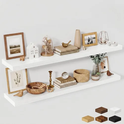 Miniatura 127 de Estantes flotantes de 48 pulgadas para pared, estante de chimenea de 10 pulgadas de profundidad, estantes flotantes de madera para pared, estantes