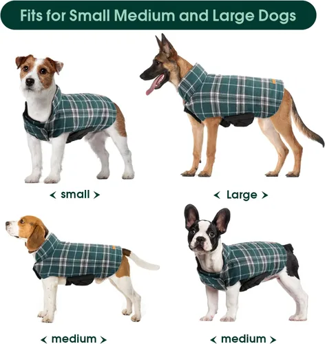 Miniatura 5 de Kuoser - Chaqueta cálida reversible para perro, abrigo de invierno impermeable, estilo británico, ropa para mascotas, chaleco de nieve acogedor