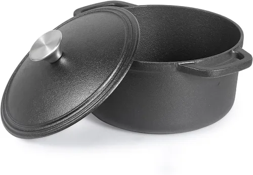 Miniatura 6 de Commercial Chef Horno holandés de 5 cuartos de galón con tapa, hierro fundido pre-sazonado, asas integradas, funciona en todas las estufas