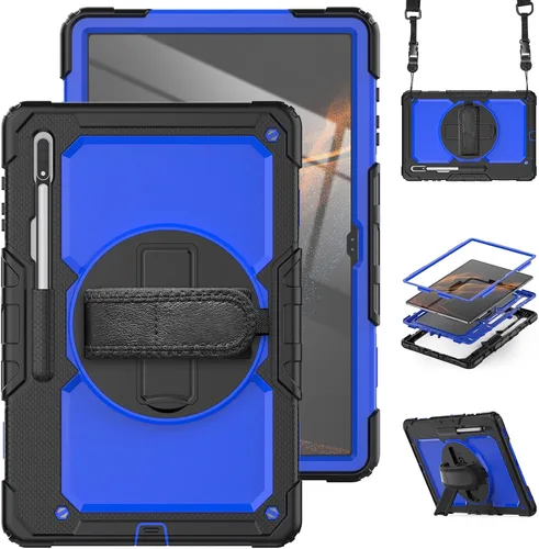 Miniatura 13 de Dteck Funda inteligente de cuero para Samsung Galaxy Tab S8 Ultra de 14.6 pulgadas 2022, azul con bolsillo frontal, soporte de múltiples ángulos