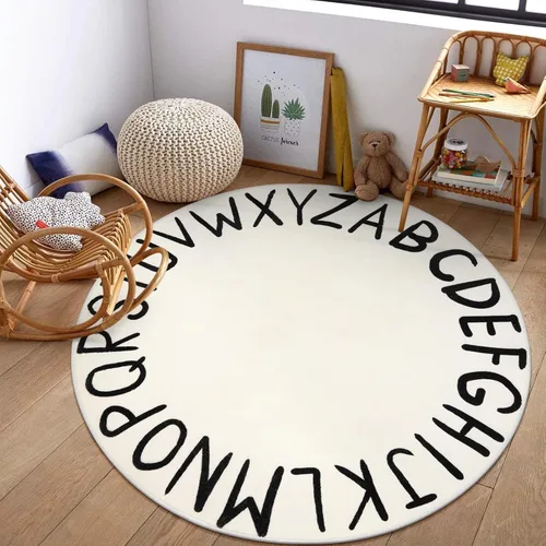 Miniatura 26 de LIVEBOX ABC Play Room - Alfombra redonda para niños, alfombra grande y colorida para guardería, alfombra de área de arcoíris para aula, alfombras
