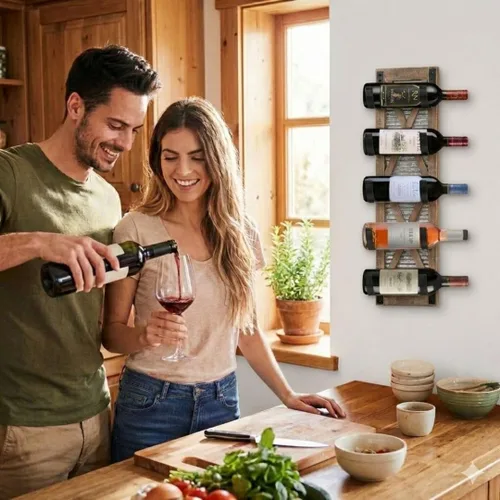 Miniatura 6 de Autumn Alley Toallero de granja, estante rústico para vino, toallero enrollado y soporte para vino para decoración de accesorios de baño de granja