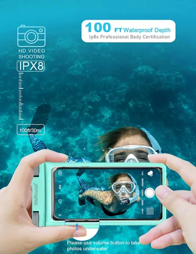 Miniatura 4 de Funda universal impermeable para teléfono con cordón para teléfono celular IP8X buceo al aire libre playa flotante bajo el agua hasta 7.0 pulgadas