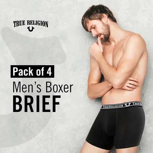 Miniatura 3 de True Religion Calzoncillos tipo bóxer de algodón elástico para hombre, paquete de 4