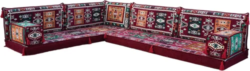 Miniatura 8 de arabicsofa Sofá de piso árabe granate en forma de L - Juego de asientos modulares de esquina para habitación de invitados