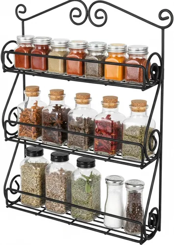 FitWell - Estante de especias de pared con desplazamiento de 3 niveles, gabinete de especias tradicional y cocina, organizador de belleza y esmalte