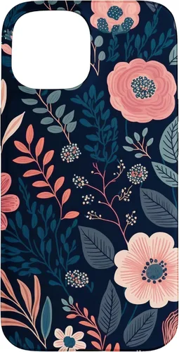 Miniatura 6 de Boho Navy Blue and Pink Floral Botanical Pattern Flower Art Case for iPhone 17
