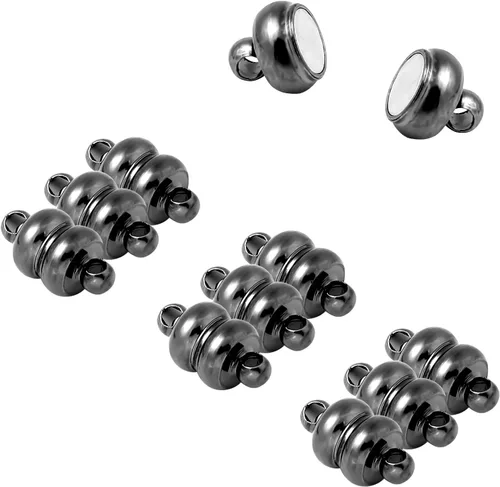 10 cierres magnéticos para collares, pulseras y cierres para hacer joyas, extensores magnéticos de joyería para mujeres, negro pistola