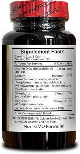 Miniatura 4 de Complejo de calcio y magnesio con vitamina D y boro, nutrientes vitales para estilos de vida activos, refuerzo inmunológico, quelato de aminoácidos