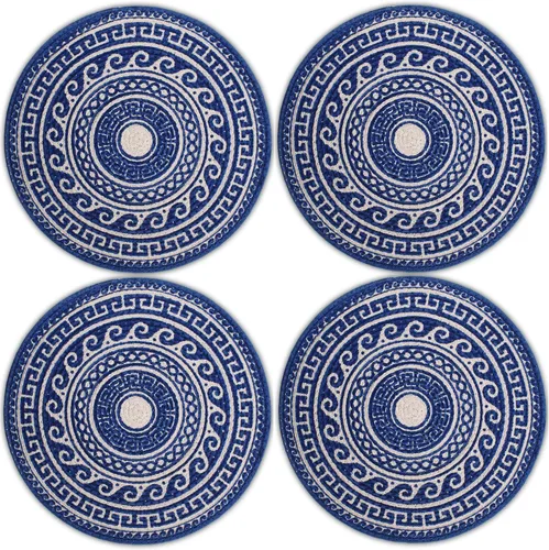 Miniatura 38 de Encasa XO Juego de 6 manteles individuales de comedor, manteles individuales de algodón, 13 pulgadas de diámetro, color beige, cargadores hechos a