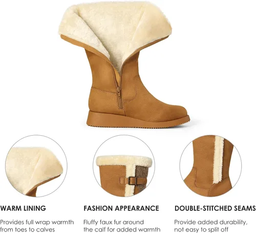 Miniatura 2 de DREAM PAIRS Botas de nieve de invierno para mujer, a media pantorrilla, a la moda, peludas, cálidas