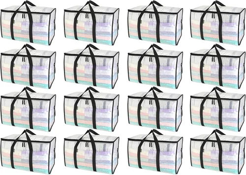 Miniatura 35 de BALEINE Paquete de 2 bolsas de mudanza de gran tamaño con asas reforzadas, bolsa de almacenamiento resistente para ropa, suministros de mudanza