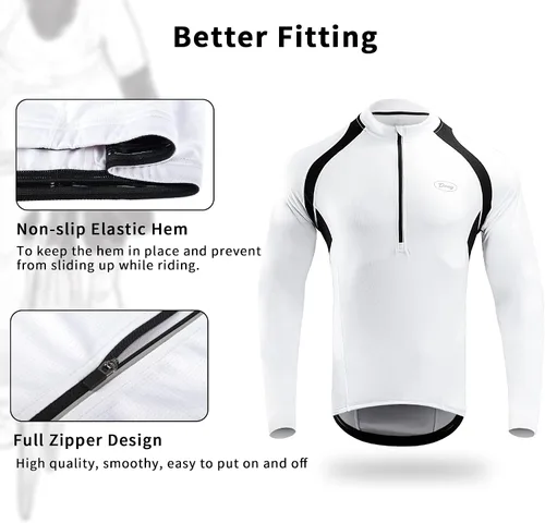 Miniatura 3 de Cycling Bike Jersey for Men Short and Long Sleeve Bike Bicycle Shirts Biking Clothing Breathable Quick-Dry Shirt with Pockets