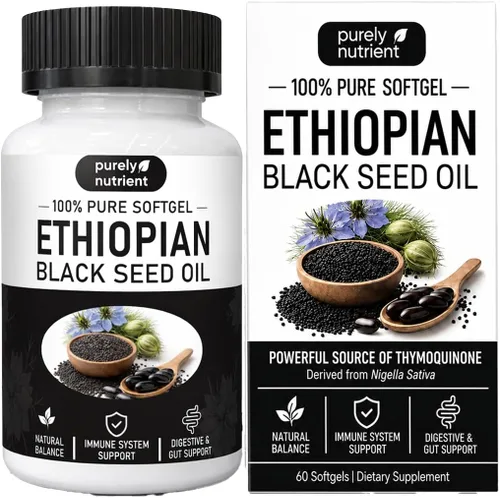 Aceite de semilla negra etíope puramente nutritiva, cápsulas de aceite de semilla negra puramente etíope con 4.64% de timoquinona, aceite de semilla