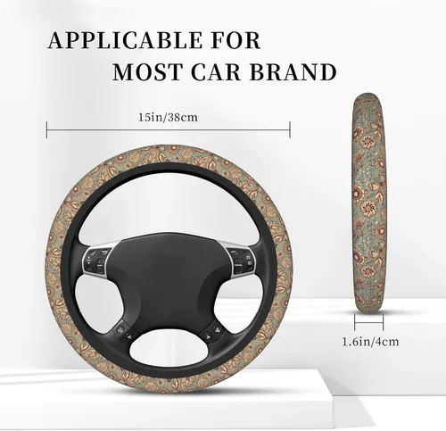 Miniatura 3 de Funda de volante de ajuste universal, accesorios para el interior del automóvil para mujeres y hombres, 15 pulgadas, transpirable, antideslizante