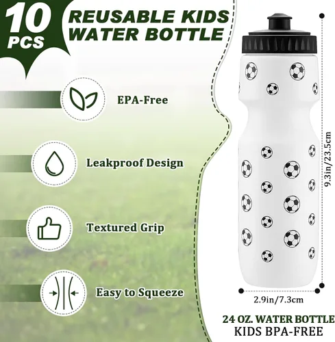 Miniatura 3 de Talltalk 20 piezas de recuerdos de fiesta de fútbol, 10 botellas de agua de fútbol para niños de 24 onzas con 10 bolsas de regalo deportivas