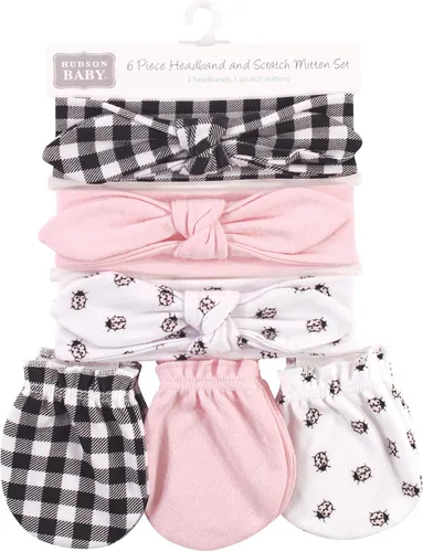 Miniatura 147 de Hudson Baby Conjunto de diadema de algodón y manoplas para rascar para bebé