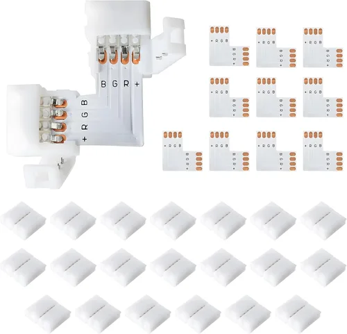 Miniatura 9 de JACKYLED Conectores de tira LED de 2 pines de 0.394 pulgadas para tiras de luces LED, kit total de 22 conectores de esquina para extensión
