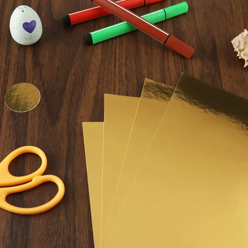 Miniatura 2 de Hojas de papel metálico dorado, paquete de 60 tarjetas de espejo de lámina dorada, papel brillante para invitaciones decorativas, bodas