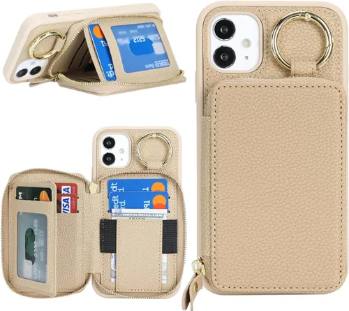 Miniatura 38 de Funda compatible con iPhone Air Wallet con tarjetero para iPhone Air, funda con cremallera y ranura para mujer, 5G de 6.5 pulgadas, color oro rosa