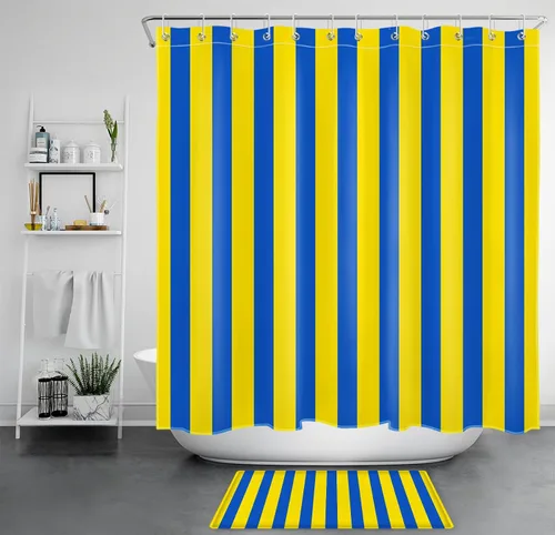 Miniatura 20 de LB Cortina de ducha a rayas naranjas y negras, cortina de ducha de arte estético de Halloween con patrón geométrico para baño, 60 x 72 pulgadas