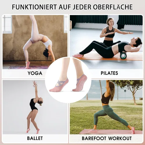 Miniatura 42 de Calcetines de yoga con agarre antideslizante para mujer, talla única, para fitness, deporte, danza de calcetines