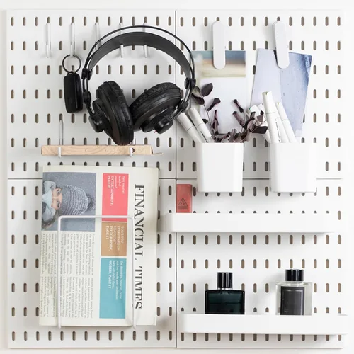 MULSAME Kit combinado de tablero de clavijas, juego de almacenamiento montado en la pared con 4 tableros de clavijas y 14 accesorios para colgar,