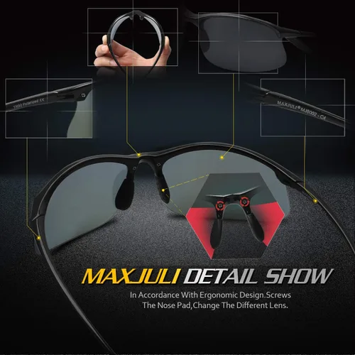 Miniatura 7 de JULI - Gafas de sol deportivas polarizadas para hombres y mujeres, marco irrompible Tr90 para correr, pescar, béisbol, conducir, MJ8002