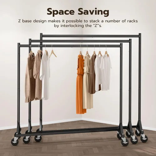Miniatura 3 de HOKEEPER Perchero Z con capacidad para 500 libras, resistente perchero de ropa comercial para colgar ropa con ruedas, estante Z portátil