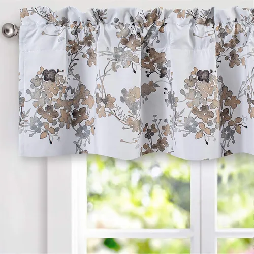 DriftAway Cortina de ventana con forro botánico floral de acuarela con bolsillo para cortinero de 52 x 14 pulgadas más cabecera de 2 pulgadas, color