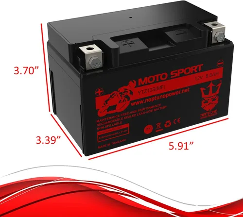 Miniatura 7 de Neptune YTZ10S - Batería de repuesto para Yamaha FZ-07 2015, Honda CBR1000RR 2006, Honda CBR1000RR 2007, Yamaha FJ-09 2015