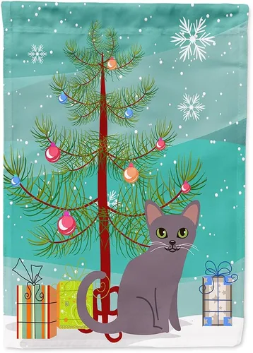 Miniatura 27 de Caroline's Treasures BB4411GF Bandera de jardín con diseño de gato abisinio con texto en inglés "Merry Christmas" para jardín, bandera decorativa