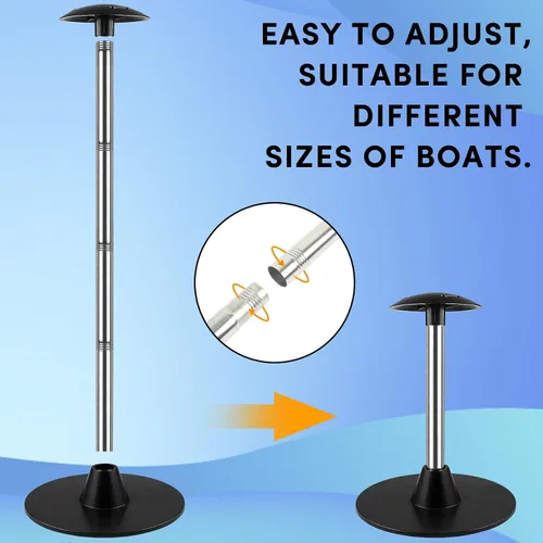 Miniatura 5 de Postes de soporte para cubierta de barco, sistema de soporte de cubierta de barco de acero inoxidable con correa de cincha, extensión de 4 etapas