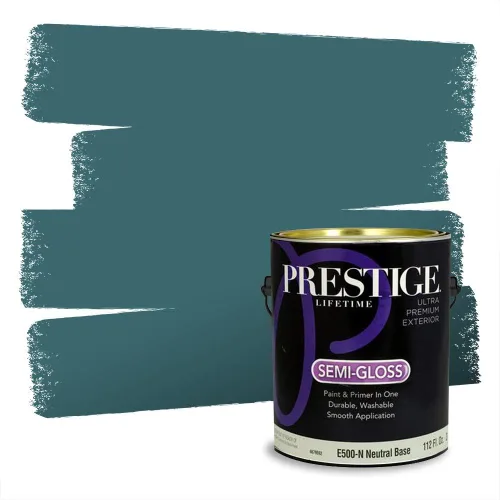 Miniatura 879 de Pintura Exterior + imprimación PRESTIGE, todo-en-uno, 1 galón, acabado mate, color comparable al Valspar* Royal Gray* VS151-Gris real