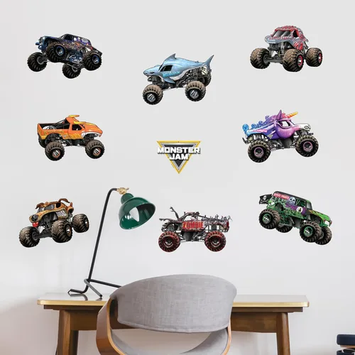 Paquete de calcomanías de pared de Monster Jam Trucks - Grave Digger Son-Uva Digger El Toro Loco Megalodon Zombie ThunderROARus Sparkle Smash