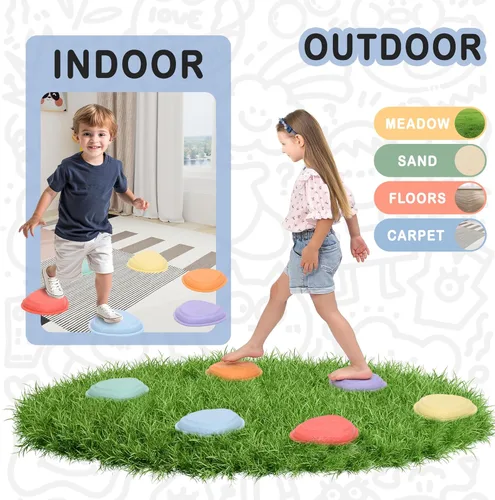Miniatura 5 de makarci Escalones para niños, 6 piezas de juguetes sensoriales para niños, coordinación y habilidades motoras, juego de equilibrio para interiores