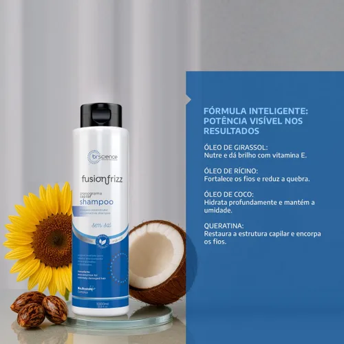 Miniatura 3 de BR Science Champú reconstructivo Fusion Frizz Recomendado para cabello extremadamente dañado 33.8 fl oz / 33.8 onzas líquidas