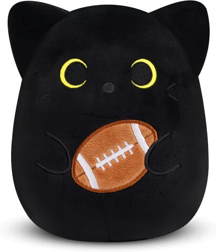 Miniatura 9 de Peluche de gato negro de 8 pulgadas, lindo animal de peluche con béisbol, animal de peluche suave de béisbol para niños y niñas, regalos de béisbol