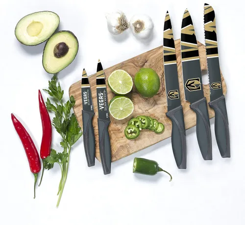 Miniatura 2 de NHL - Juego de cuchillos de cocina de 5 piezas, incluye cuchillos de chef, pan, tallado, utilidad y pelar, duraderos y aptos para lavavajillas