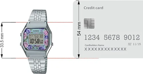 Miniatura 7 de Casio LA680WA-2C - Reloj digital con esfera floral vintage para mujer Azul Patchwork Cronógrafo digital