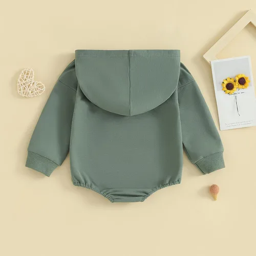 Miniatura 3 de Ropa de otoño para bebé, niño, niña, sudadera con capucha, mameluco liso de manga larga, ropa de invierno