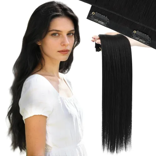 Miniatura 30 de Moresoo - Extensiones de cabello humano con pinzas, sin costuras, con trama, de poliuretano, invisible, cabello humano real, color rubio platino, 7