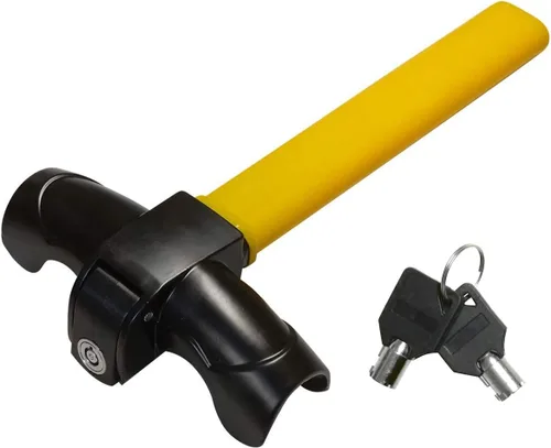 VaygWay Cerradura universal para volante de automóvil, llave de cilindro antirrobo de bloqueo de rueda para automóvil, rotativo antirrobo