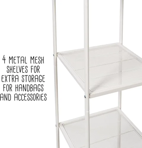 Miniatura 6 de Honey-Can-Do Perchero para ropa, perchero con estante de madera, independiente, fácil de montar, metal resistente, solución de almacenamiento