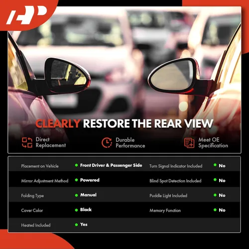 Miniatura 2 de A-Premium Par (2) Espejo Retrovisor Lateral - Compatible con Chevy y GMC - Silverado 1500 2500 3500 HD, Avalanche, Suburban, Tahoe, Sierra, Yukon