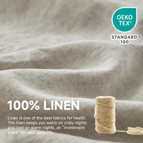 Miniatura 4 de Simple&Opulence - Juego de funda de duvet de 3 piezas tamaño queen (1 funda de duvet + 2 fundas de almohada), 100% lino francés lavado con volantes